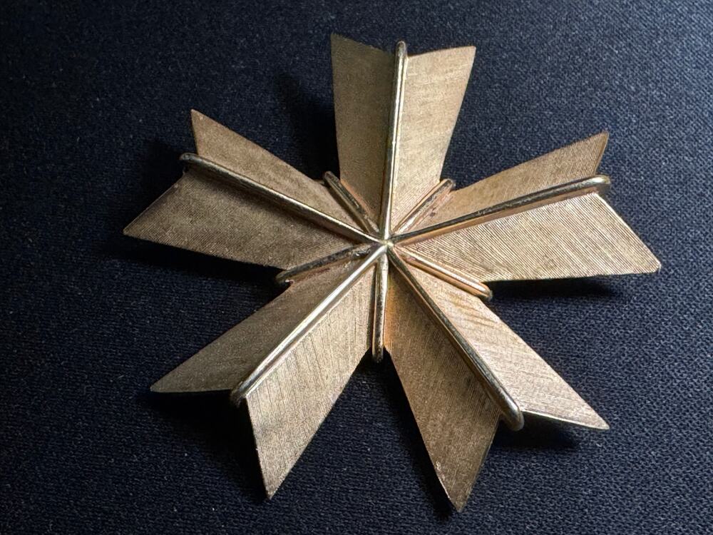 Trifari Vintage Maltese Cross Gold Tone Textured Brooch